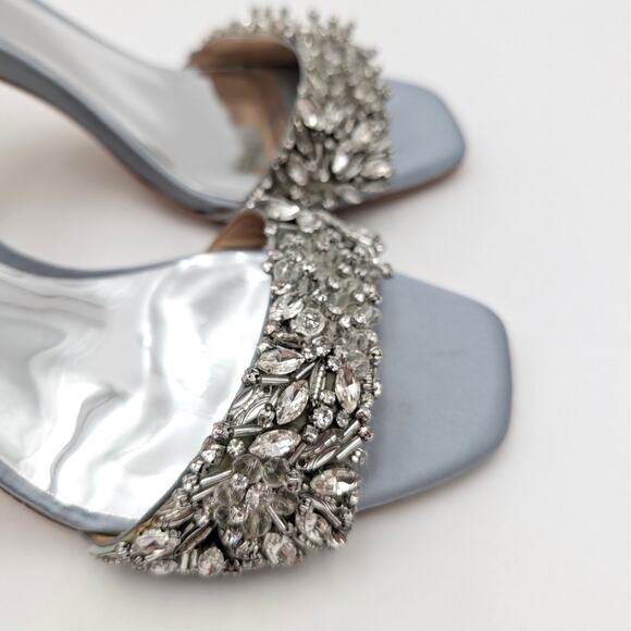 Badgley Mischka Rider Embellished Ankle Strap Sandal Whisper Blue Sz US7.5 EU38 - Picture 11 of 12